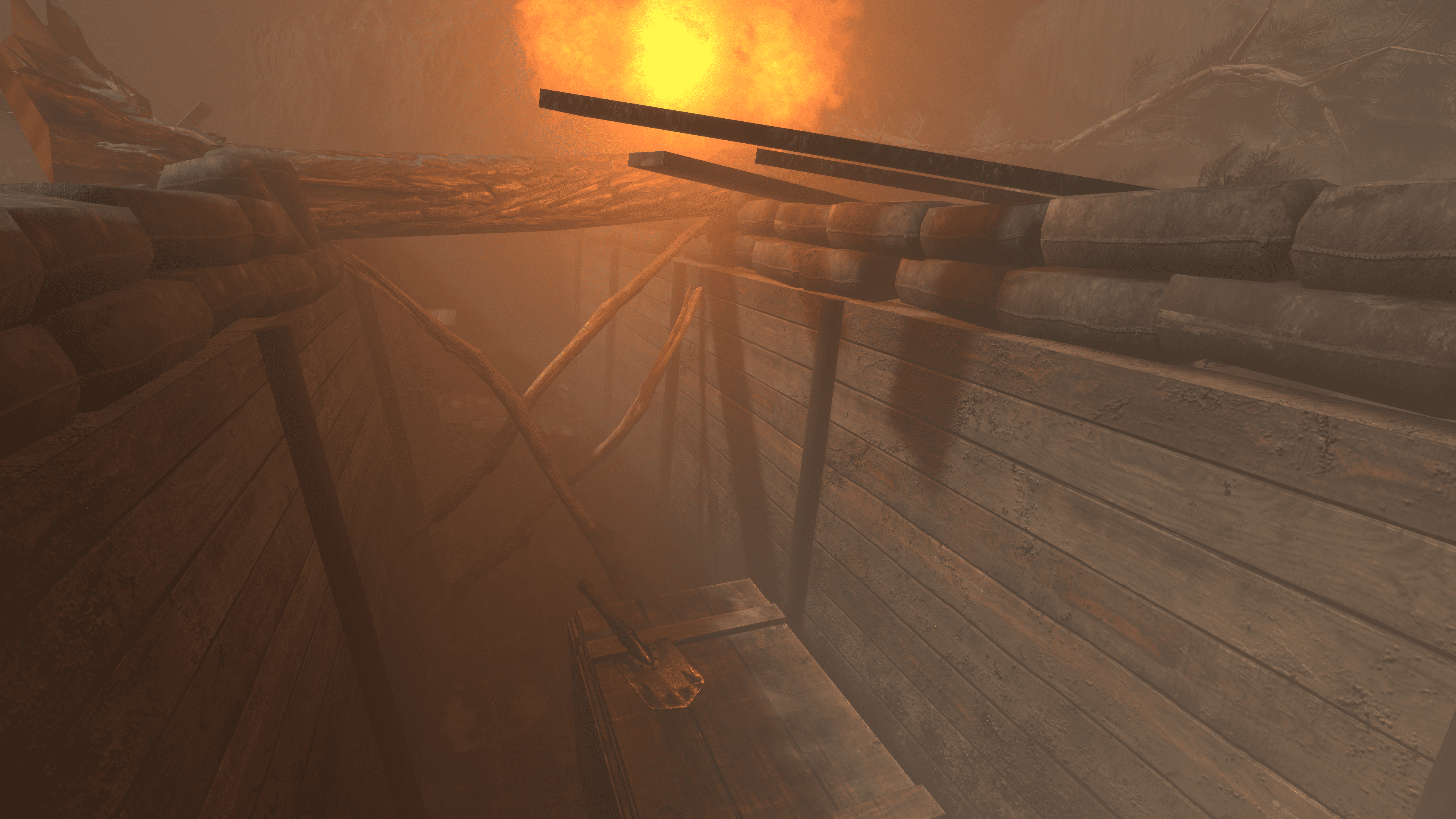  Вокруг становятся слышны громкие звуки перестрелки и разрыва снарядов.