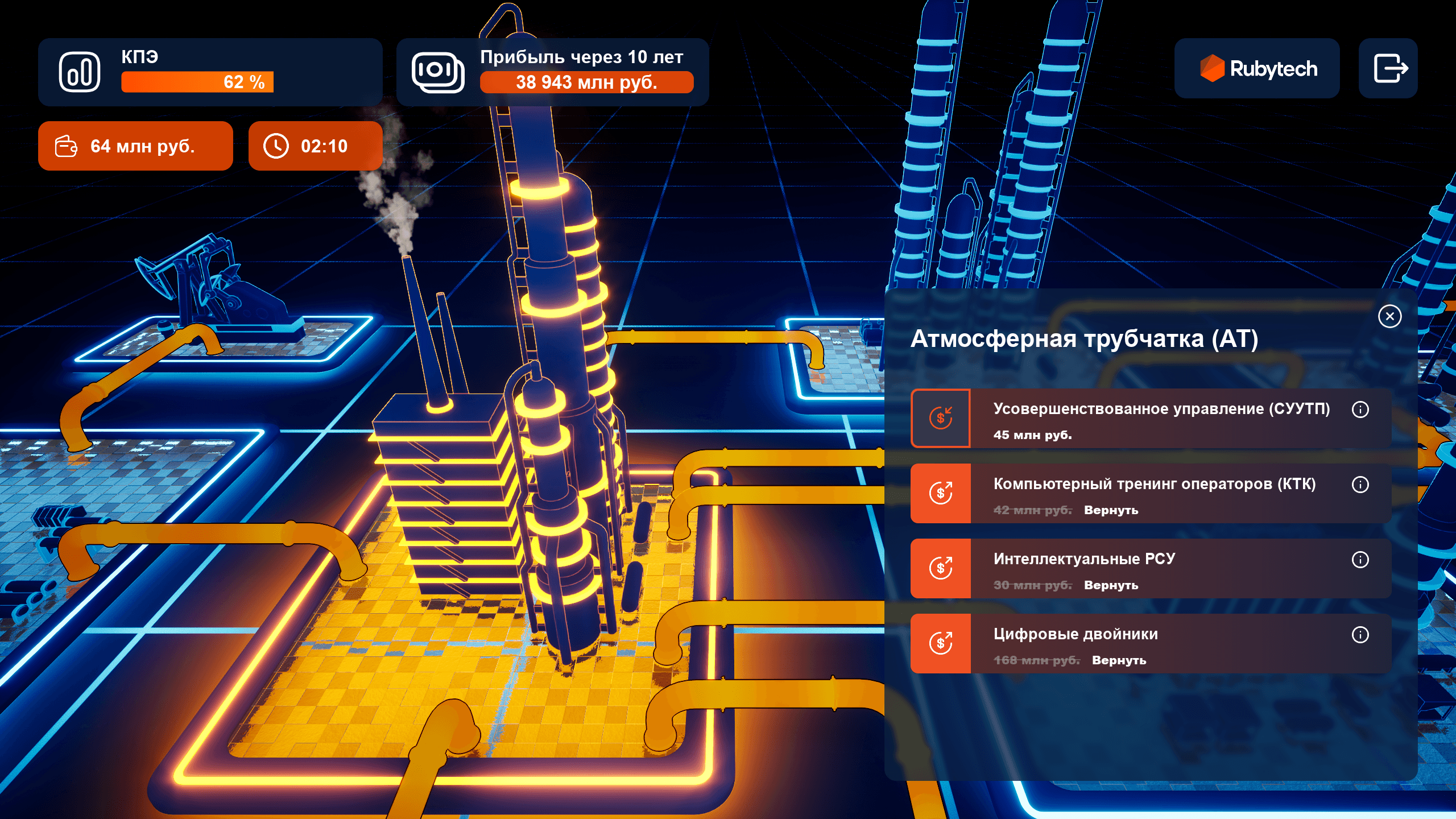 Фрагмент из бизнес-игры по управлению заводом.