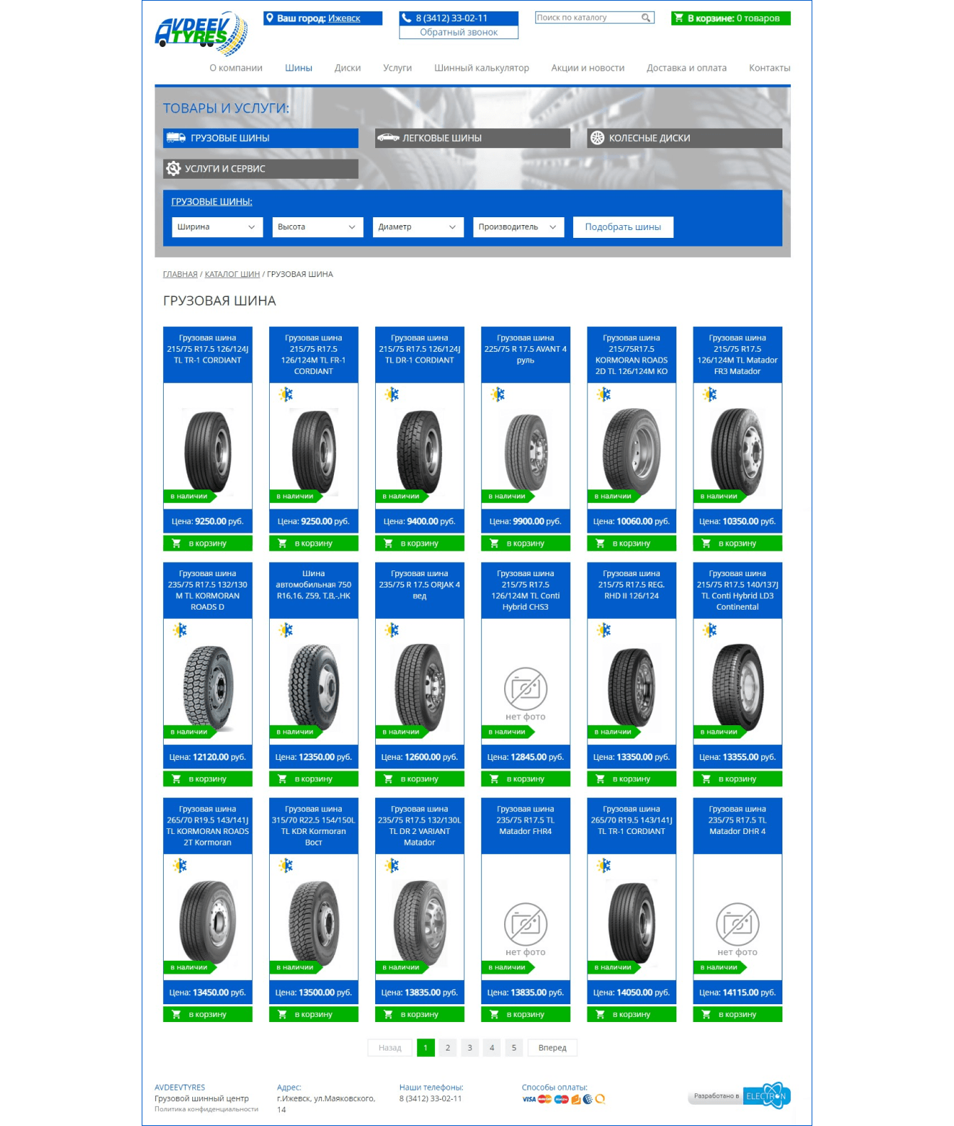 Разработка интернет-магазина шин «AvdeevTyres» – кейс