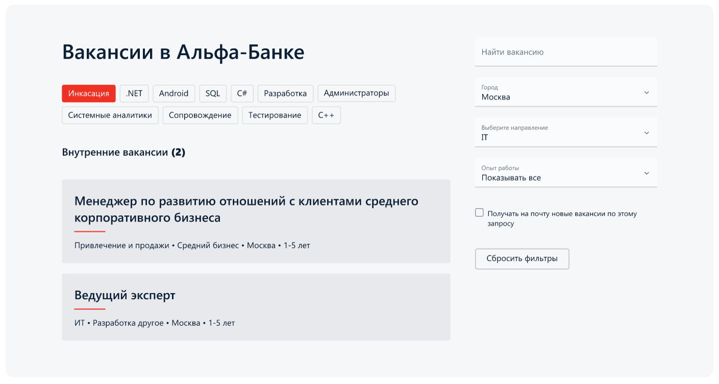Разработали карьерный сайт для Альфа-Банка – кейс