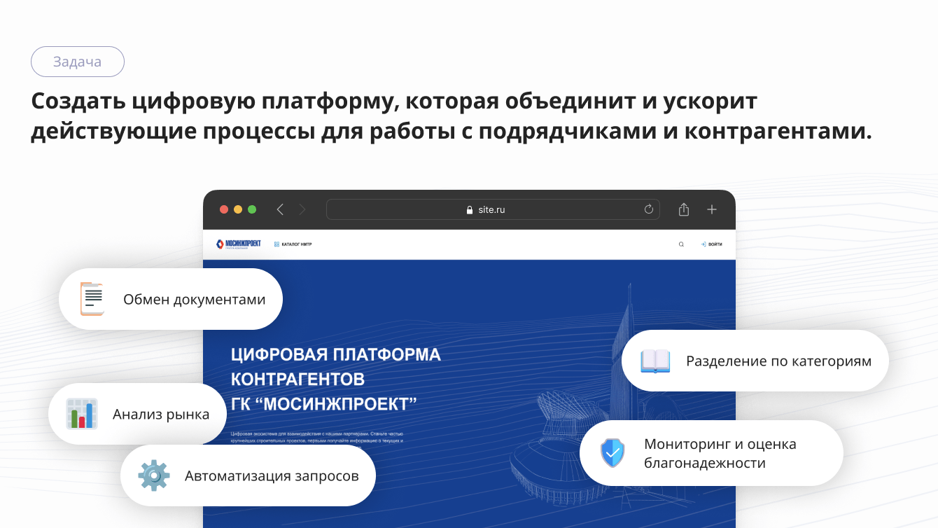 Мосинжпроект: платформа для работы с контрагентами на градостроительных  проектах столицы – кейс