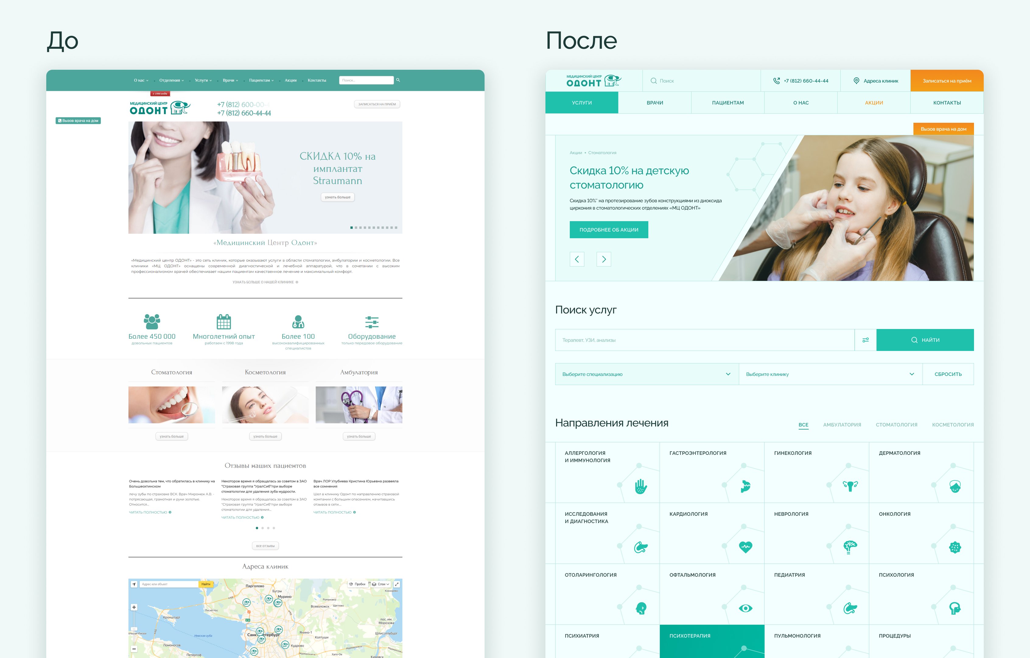 Редизайн сайта медицинского центра «Одонт» – кейс