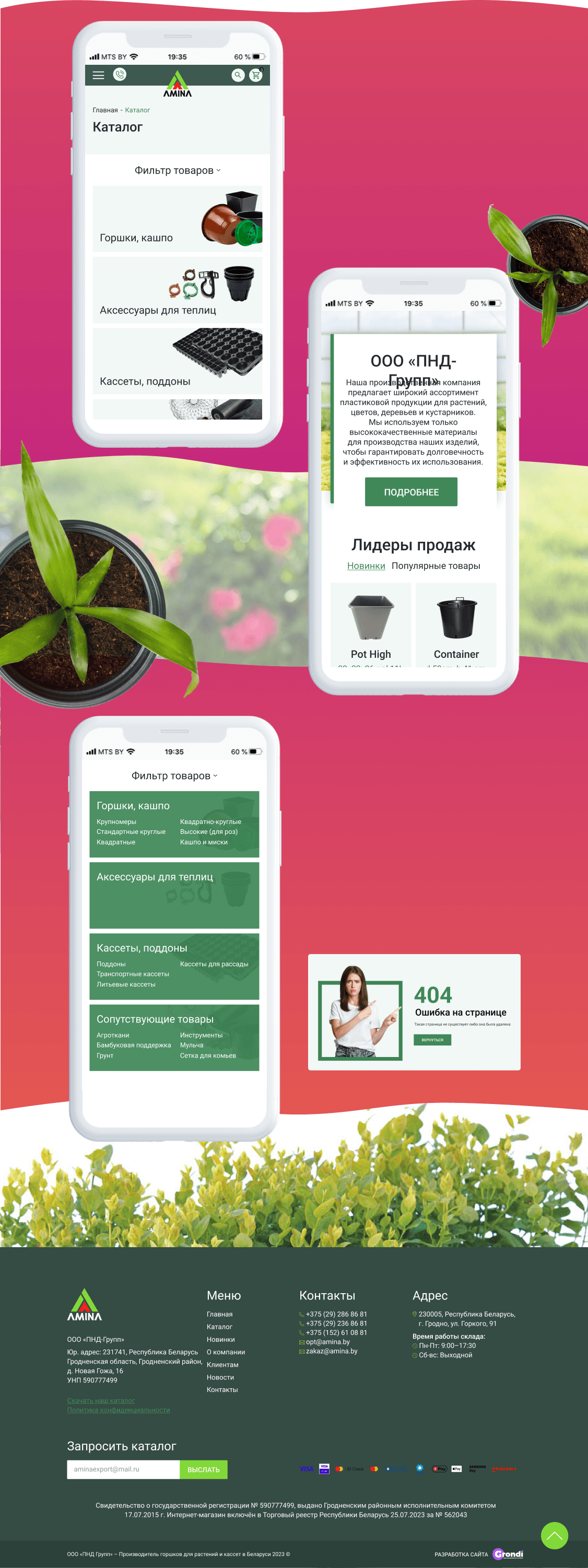 Разработка корпоративного интернет-магазина для производителя горшков для  растений Amina – кейс