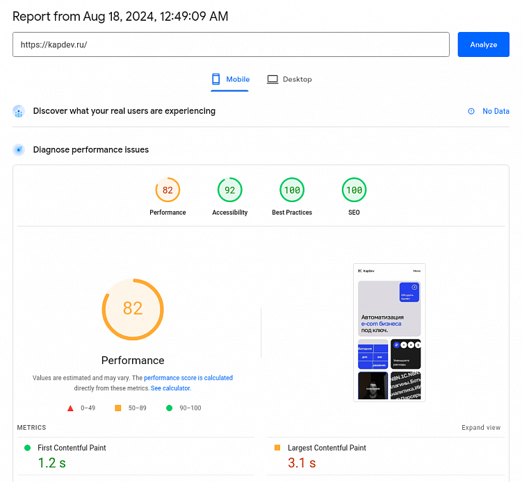 Google PageSpeed Insights: как повысить показатели у Next.js проекта