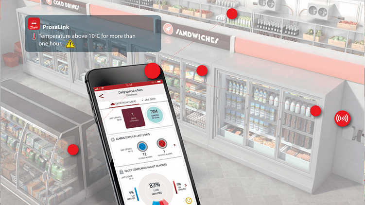 Приложение Alsense консолидирует в одном месте информацию о температурном режиме витрин, полок и складов и выводит предупреждение, если условия хранения нарушены.