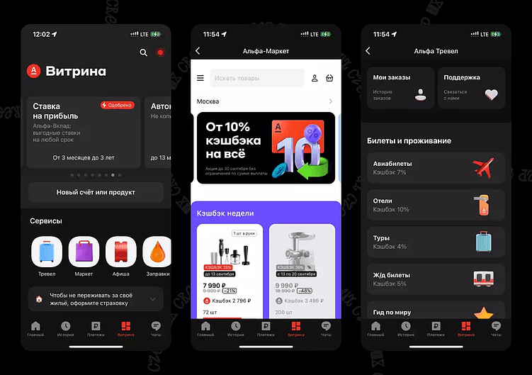 Типичный для России интерфейс, на примере приложения Альфа-Банка. Изображение взято со статьи https://habr.com/ru/articles/842746/?amp=&=