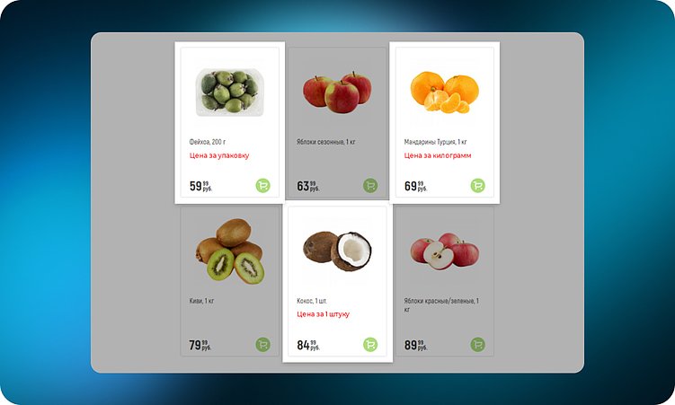 Отображение цен за килограмм, штуку и упаковку на&nbsp;online.globus.ru