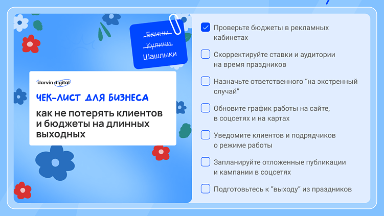 Майские без паники: чек-лист для бизнеса — как не потерять клиентов и бюджеты на длинных выходных