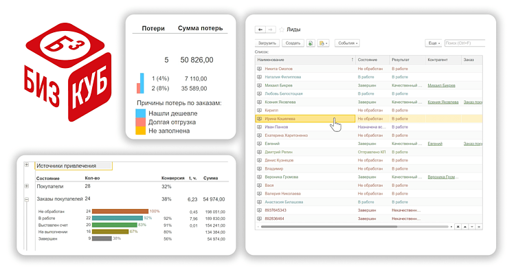 CRM&nbsp;автоматически сортирует клиентов в&nbsp;зависимости от&nbsp;этапа продаж, наполнения заказа или даты последнего взаимодействия