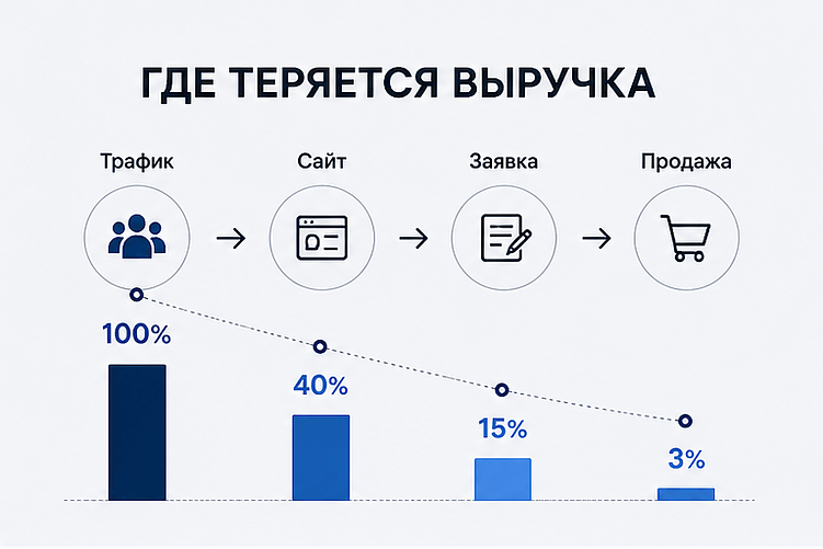 Заявки есть, продаж нет: где бизнес теряет выручку
