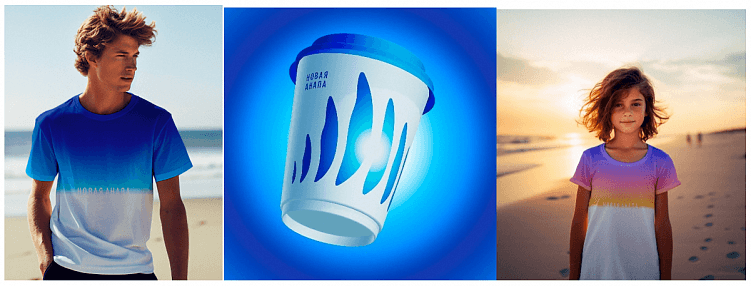 Размещение логотипа на футболках и стаканчиках, цветовые решения логотипа и фона