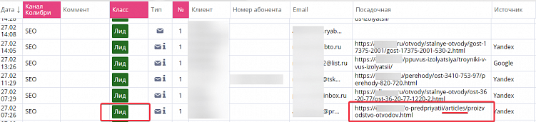 Заявка после статьи в блоге
