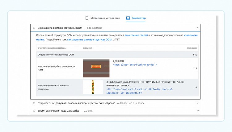 Проверка производительности сайта на Taptop