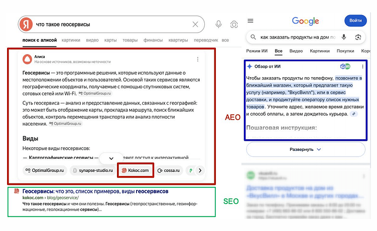 Пример нейроответов в поисковой выдаче