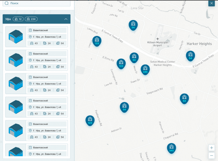 Разработанная компанией BPA система обрабатывает данные заказчика и позволяет в том числе, отмечать их геолокацию на карте