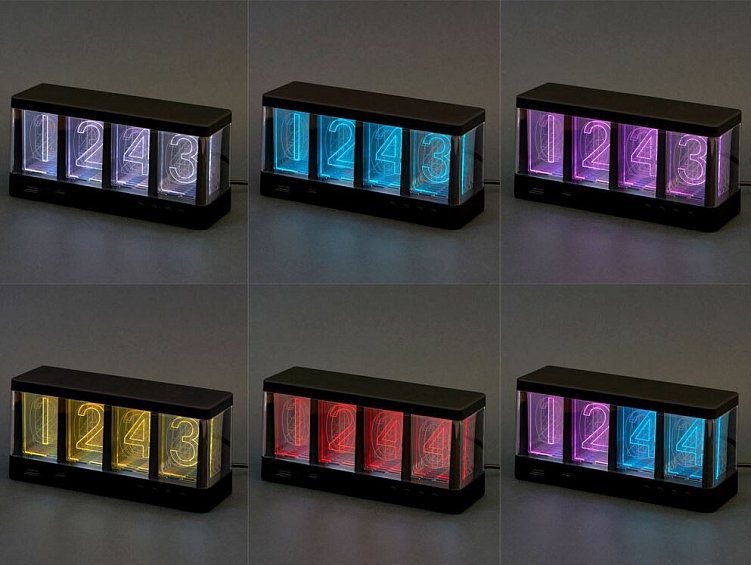 Выбирай цвет под настроение! Часы со светодиодной подсветкой цифр. Бонусом - беспроводная зарядка для смартфонов