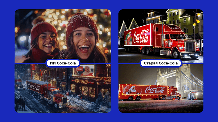 ИИ-сгенерированная и старая добрая реклама Coca-Cola&nbsp;