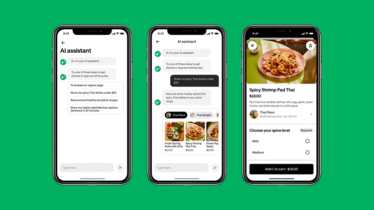 AI-ассистент Uber Eats предлагает варианты недорогих острых блюд.