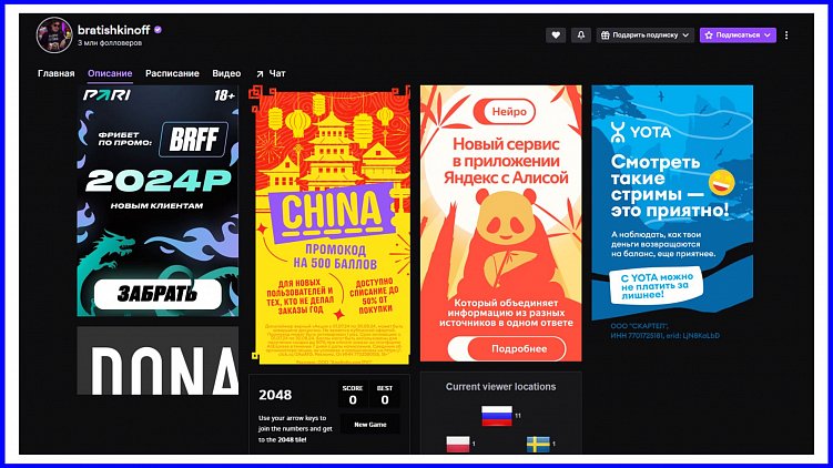 Пример рекламных банеров у крупного блогера