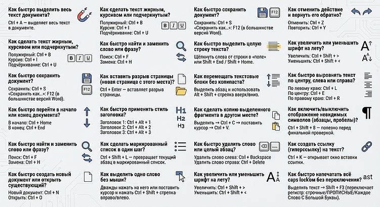 Подборка 20 горячих клавиш в WORD