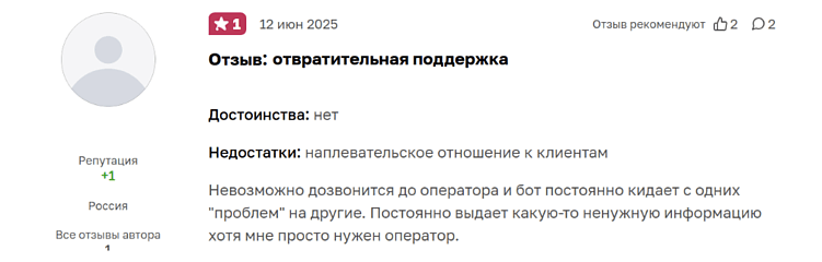 Причина отказа от покупки — невозможность получить ответ на свой вопрос
