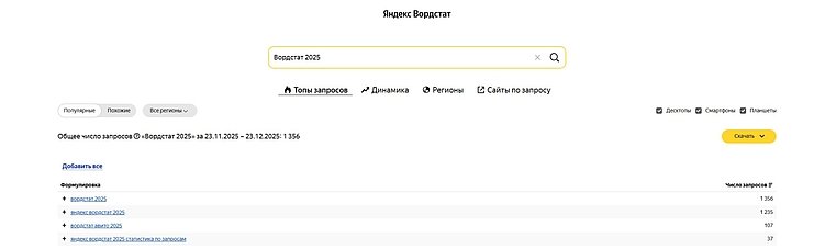 Яндекс Вордстат 2025–2026 — руководство для SEO и контекстной рекламы