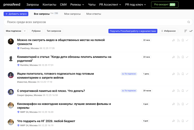 Вот такие запросы сегодня оставили журналисты