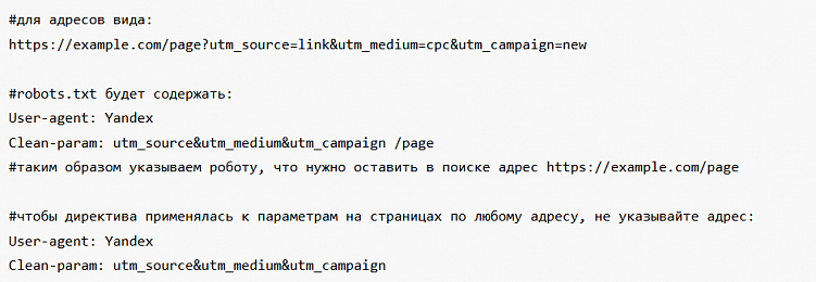 Пример инструкции Clean-param