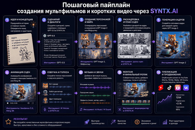 SYNTX.AI: создание мультфильмов и AI-видео с нуля — пошаговое руководство
