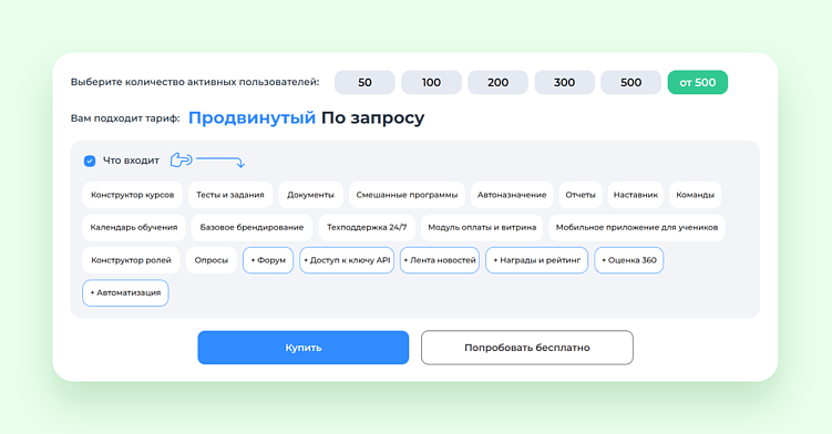 Удобно, когда на сайте платформы есть конструктор тарифов и вы точно понимаете, за что платите