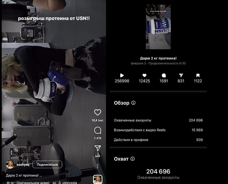 Конкурс с инфлюенсером. Цена за подписчика: 19 руб.