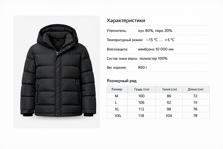 Карточка товара категория одежда