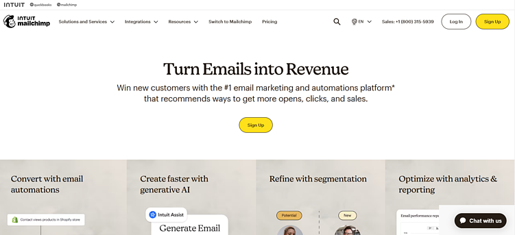 Главная сайта Mailchimp