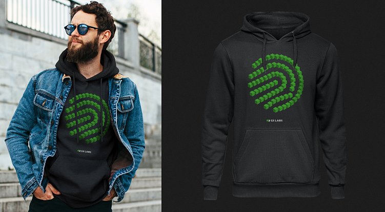 Вот такой мерч мы создали для IT-компании GS Labs — для сотрудников и внешних контрагентов бренда.