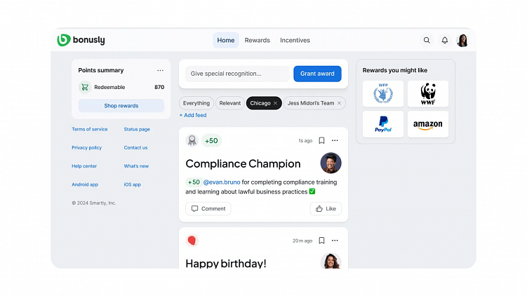 Другое похожее решение — Bonusly.