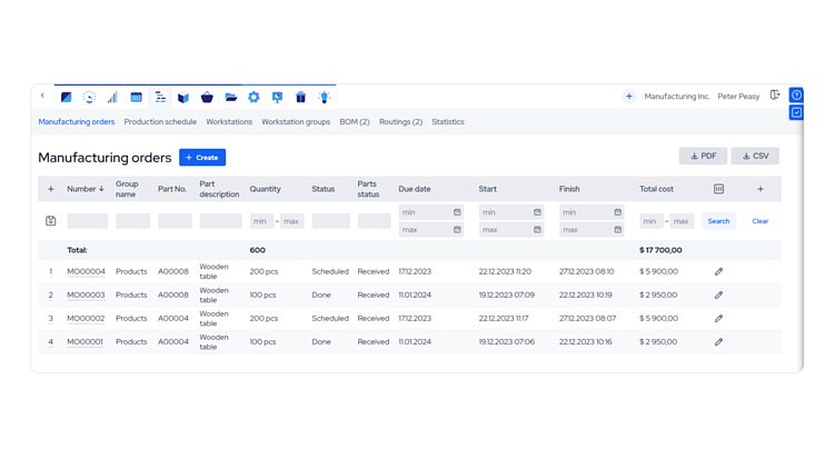MRPEasy — приложение для планирования закупок и производства.