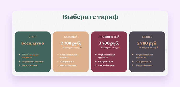 Есть индивидуальные условия, также платформа дает скидку в 20% при единоразовой оплате за год