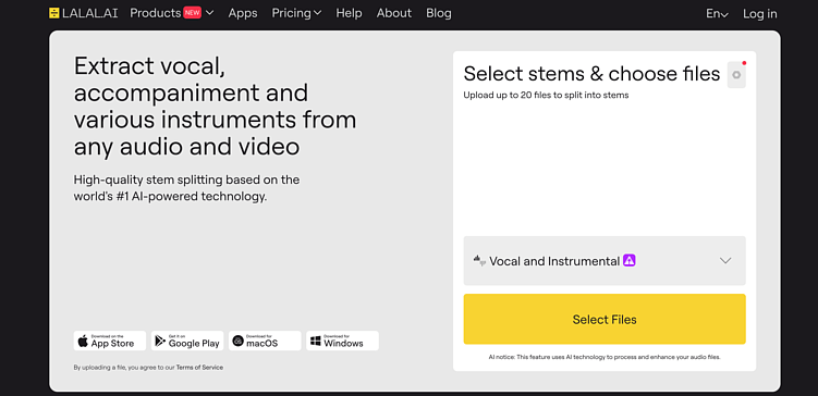 Главная страница lalal.ai