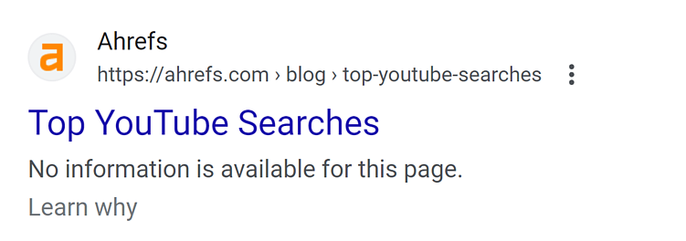 Страницу нельзя сканировать, поэтому пользователи увидят ее без описания