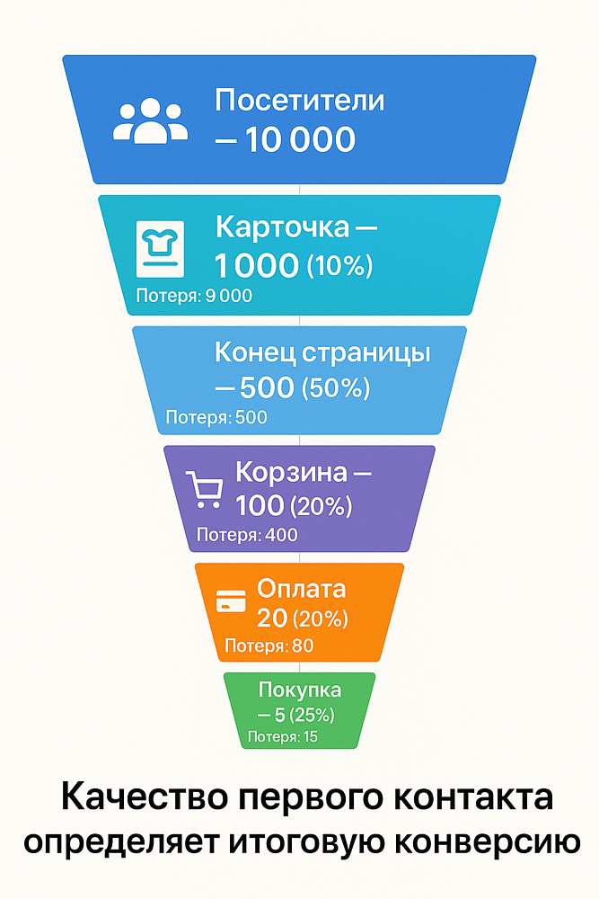Потеря клиентов в воронке на сайте