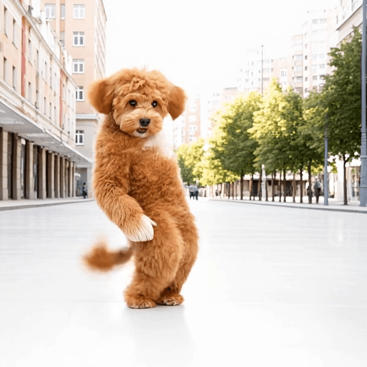 Наш мальтипу сохранил узнаваемую внешность и стильные движения, но оказался уже на залитой солнцем улице.