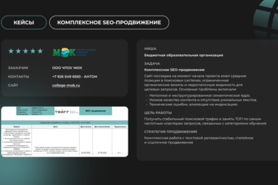 Комплексное SEO-продвижение для сайта Международного Открытого Колледжа