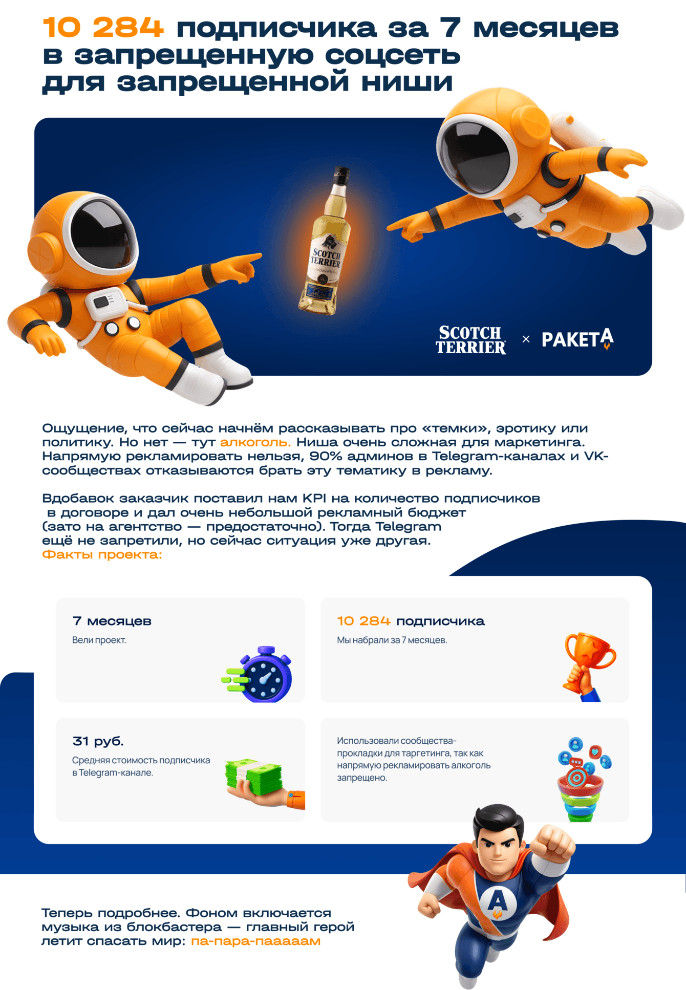 10 284 подписчика за 7 месяцев в запрещенную соцсеть для запрещенной ниши