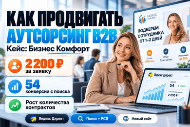 Кейс Яндекс Директ реклама аутсорсинга b2b