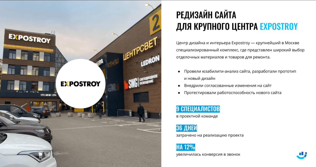 [Кейс]: Дизайн интерьера. Увеличили конверсию на 12% для Expostroy, сделав крутой редизайн сайта