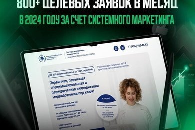 800+ квалифицированных заявок в месяц до 700 руб. в нише медицинской аккредитации
