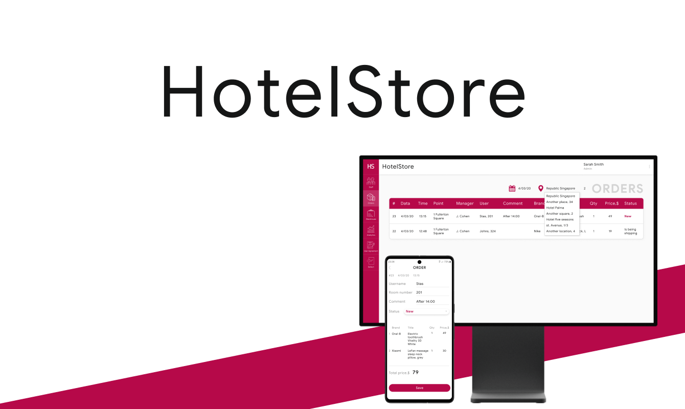 Hotel store - CRM система для сети отелей в Сингапуре