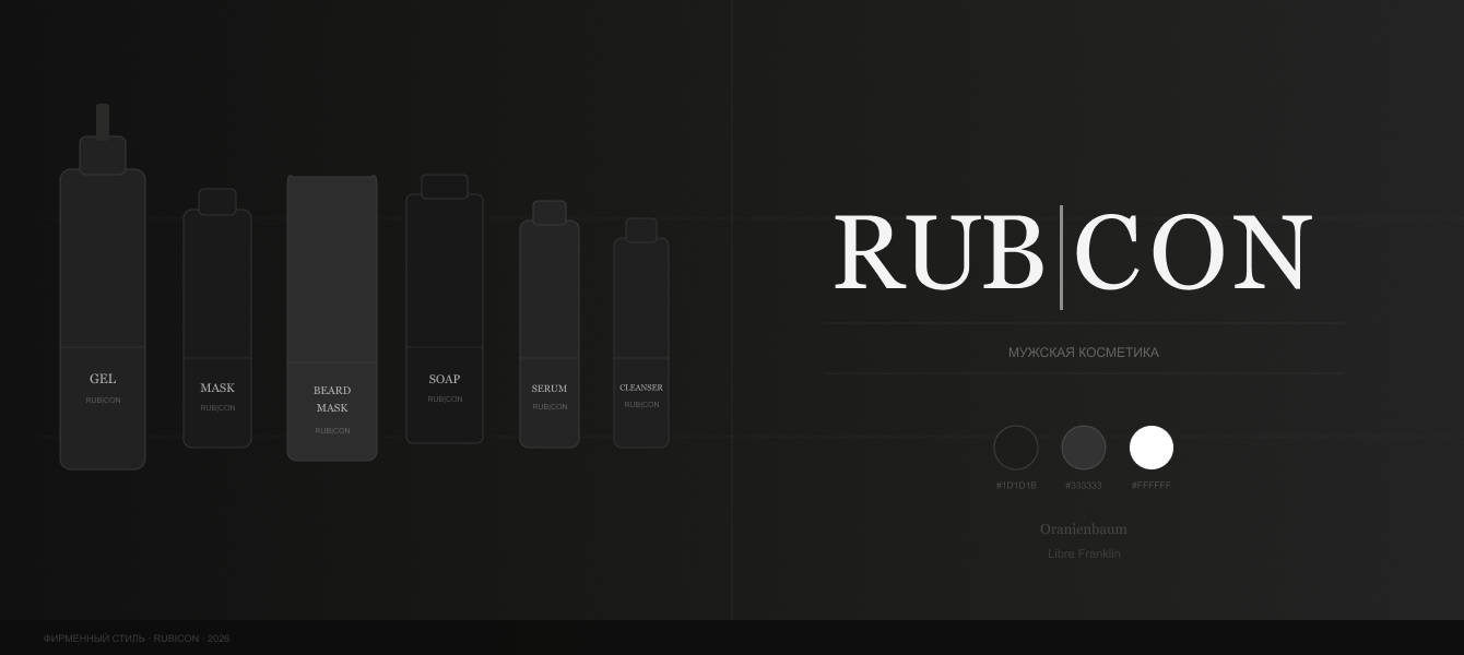 Фирменный стиль для мужской косметики RUBICON: от идеи до упаковки линейки продуктов