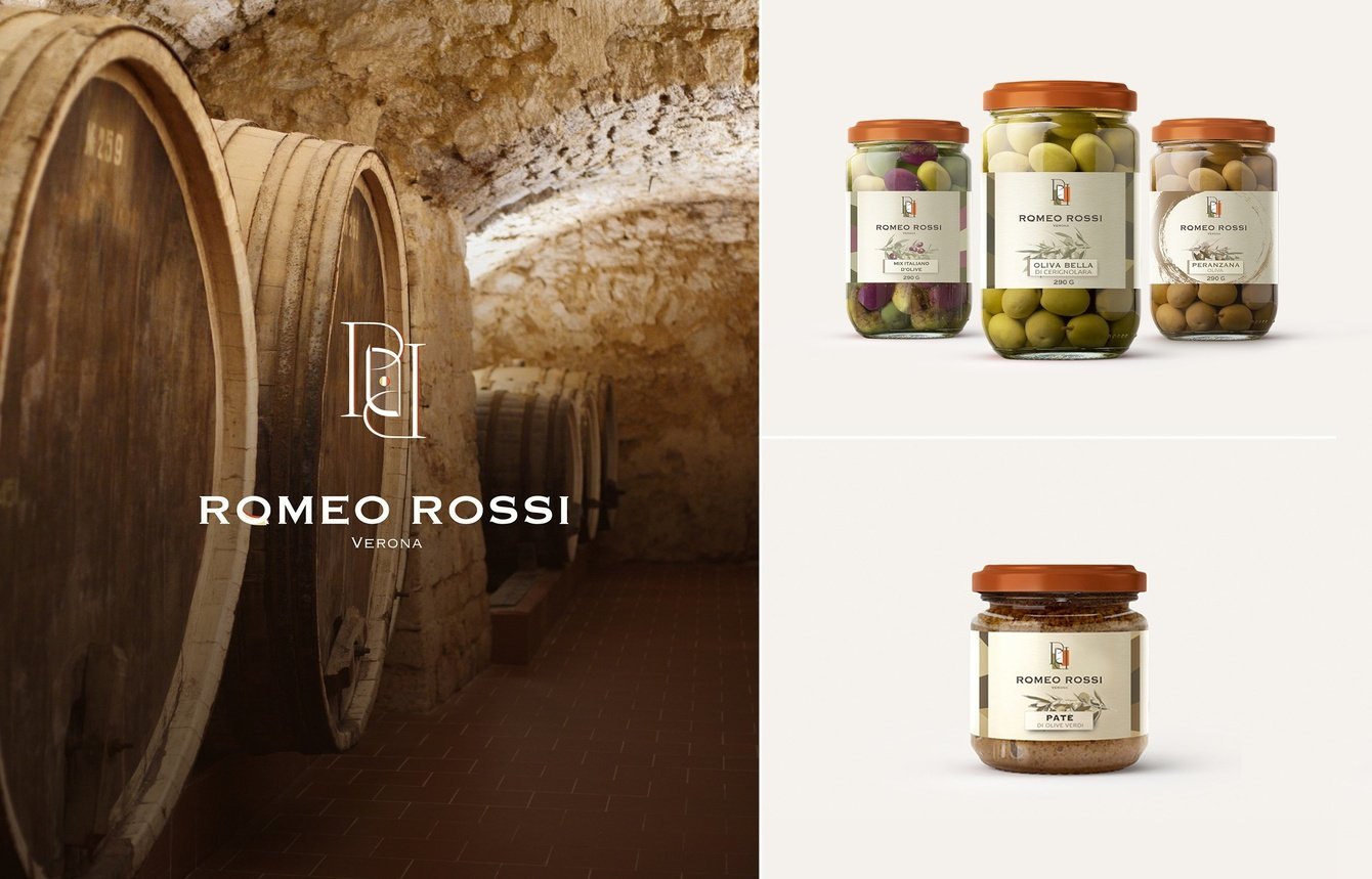 Ребрендинг, веб-сайт и дизайн упаковки для производителя итальянских продуктов "Romeo Rossi"