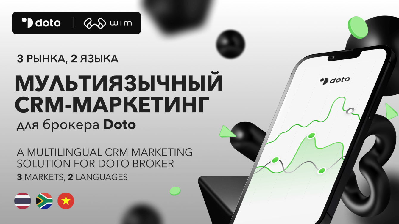 Разработка мультиязычной коммуникации в direct-каналах на три рынка для трейдинговой платформы Doto